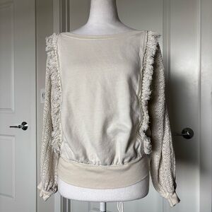 Free People 100% Cotton Knit Textured Sweater Batwing Sleeves Medium